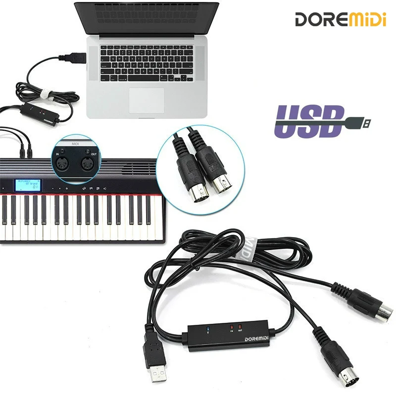 Кабель DOREMiDi с интерфейсом USB 5-контактный линейный конвертер кабель MIDI в средний
