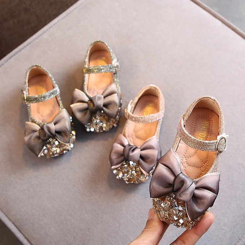 

Princess Shoes New Sweet Girls Spring Autumn Fashion Toddler Children Flats Sequin Bow Shoes School Show Sneakers B641