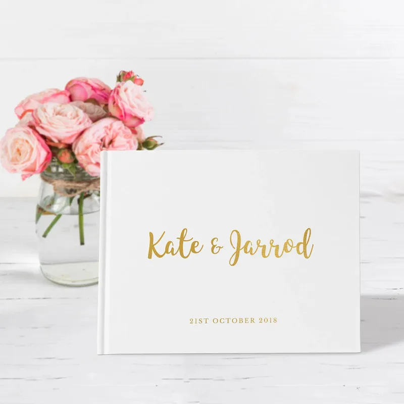 

Personalize Gold Foil Wedding Guest Book Bridal Book Color Choices Available Custom Wedding Photo Album Autogarph Album Book