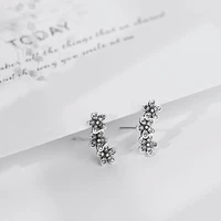 genuine 925 sterling silver vintage flower stud earrings three daisy earrings studs fine jewelry for women