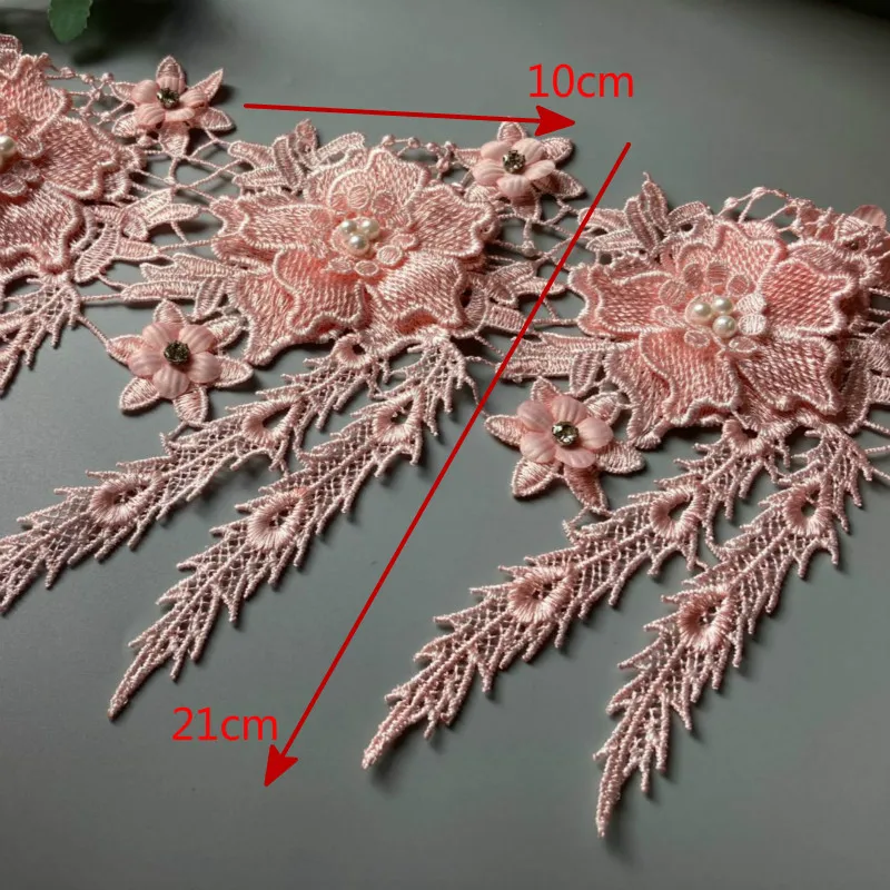 

1 ярд розовый 10 см жемчужный 3D цветок кисточка кружевная отделка Лента ткань вышитая аппликация шитье ремесло свадебное платье одежда Новинка
