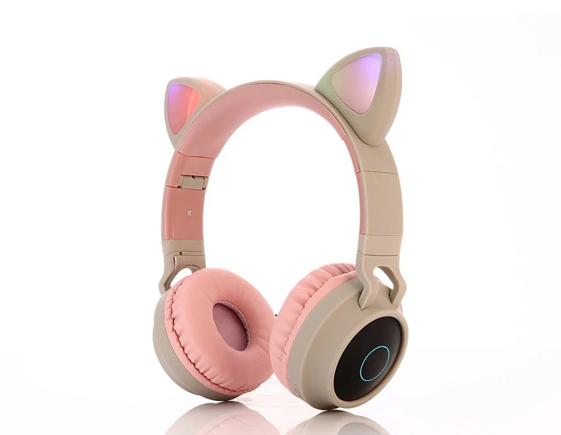 Gray no box E T кошачьи наушники беспроводные Bluetooth наушники светодиодный кошачий наушник гарнитура для iPad Телефон Bluetooth кошачьи наушники музыкальные наушники - Цвет: Gray no box