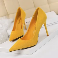 plus size women autumn flock 9 cm thin high heels pumps shoes ladies sexy simple pointed toe shallow slip on party pumps shoes