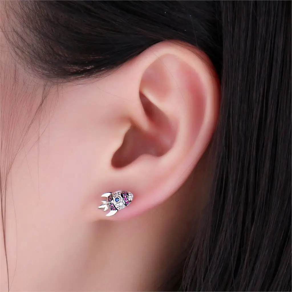 JPalace космический корабль создан шпинель синего цвета рубин серьги гвоздики 925