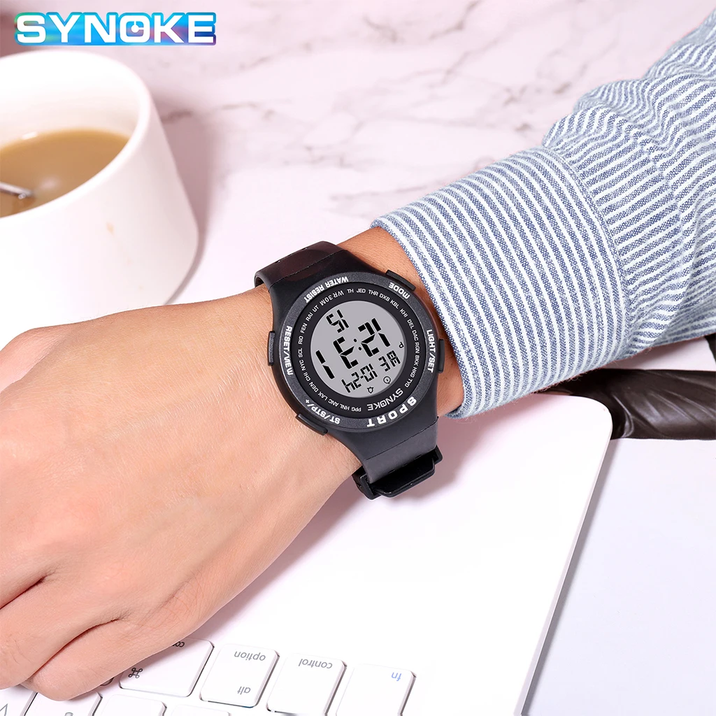 

SYNOKE Women Watches Sports Watch Ultralight Large Dial 30M Waterproof LED Students Electronic Watchwrist Relogio Masculino girl