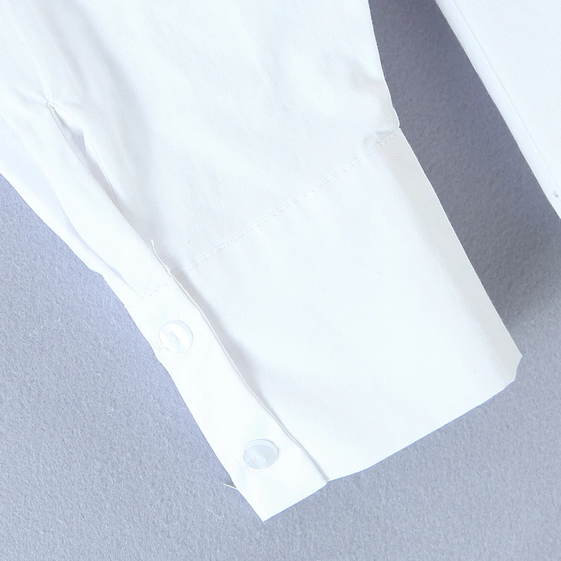 

Women simply style buttons decoration casual white blouse office lady slim waist shirts chic blusas tops