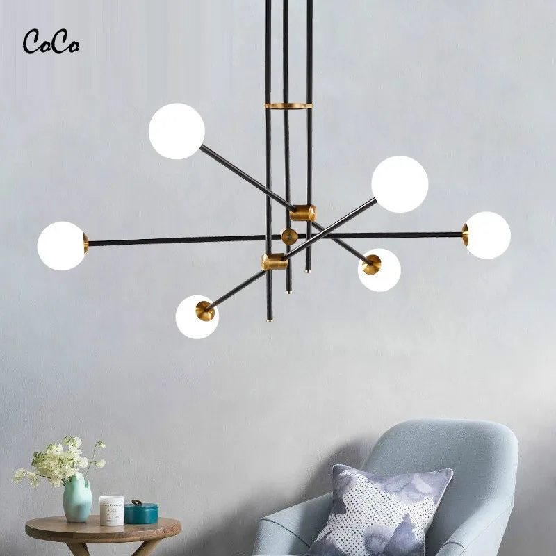 Молекулярная люстра со стеклянным шаром Скандинавская светодиодная