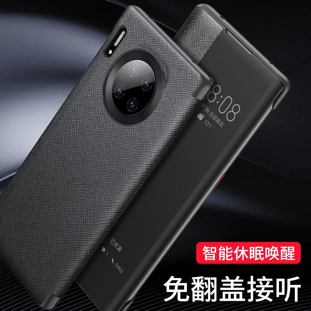 

Luxury Genuine Leather Flip Cover For Huawei Mate30 Pro Fashion Smart Window Phone Case For Huawei Mate 30 Pro