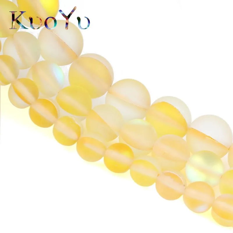 Матовый желтый австрийский хрусталь AB круглые блестящие бусины с лунным камнем
