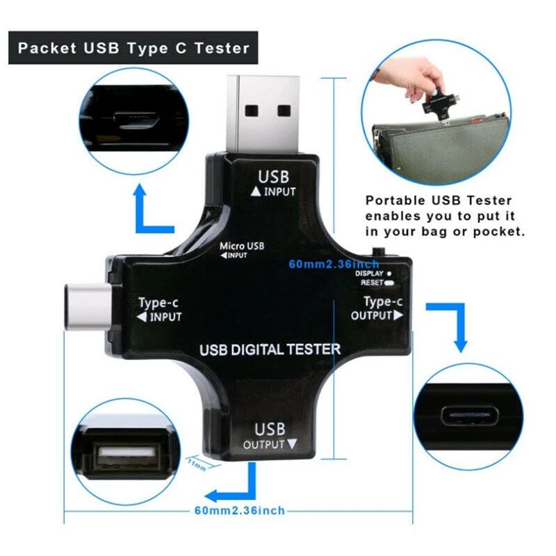 

Type-C Pd USB Tester DC Digital Voltmeter Amperimetor Voltage Current Meter Amme