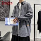 Вельветовая рубашка Zongke в стиле Харадзюку, Мужская одежда, рубашки для мужчин, топы, корейская мода, искусственная кожа, 5XL, весна 2022, Новое поступление
