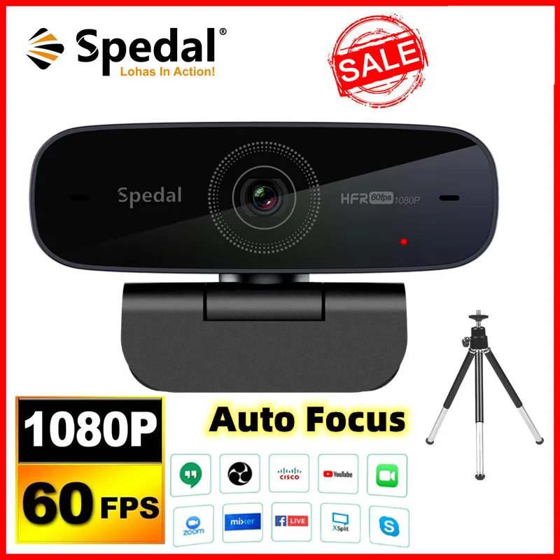 

Spedal AF926 Full HD1080p 60FPS Webcam Auto Focus USB Camera with Microphones for Mac/Windows Conferencing Online Learning