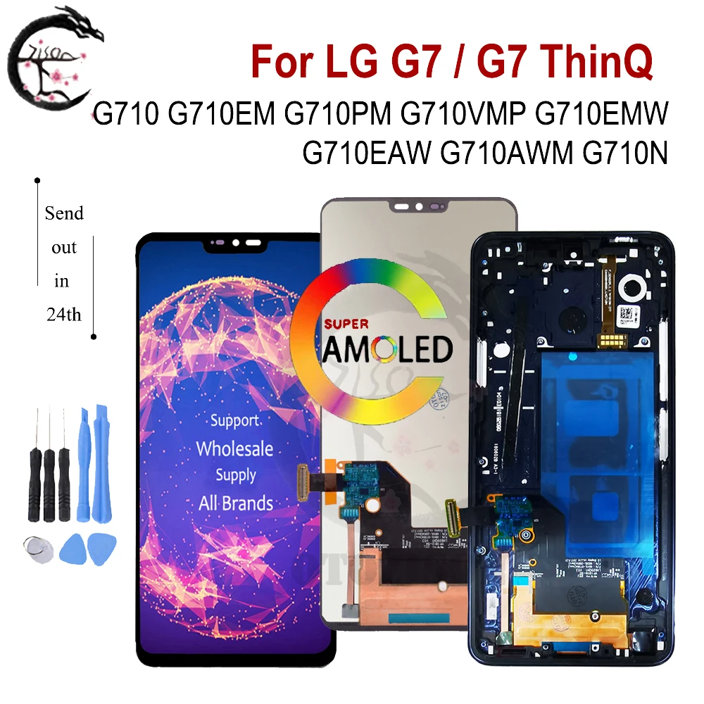 ЖК-дисплей G7 с рамкой для LG G7 ThinQ дисплей G710 G710EM G710PM ЖК-экран сенсорный датчик дигитайзер в сборе G710VMP G710EMW G710EAW