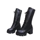 Зимние Повседневные женские теплые меховые ботильоны на платформе и высоком каблуке ботинки мартинсы на платформе модные Универсальные индивидуальные трендовые повседневные ботинки