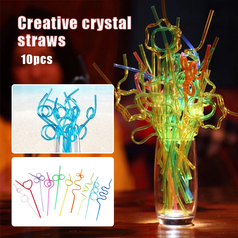 10 PCS Crazy Loop Straws Reusable Party Favors Drinking Suckers Colorful Twisted Straws for Kids Carnival Bar Restaurant PR Sale