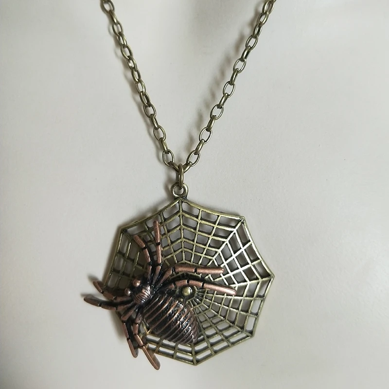 Новинка 2019 бронзовая паутина для ползания паук женщин кулон чокер длинное