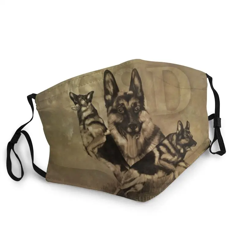 

German Shepherd Dog GSD Collage Mask Breathable Men Mouth Face Mask Dustproof Protection Cover Respirator Mouth Muffle