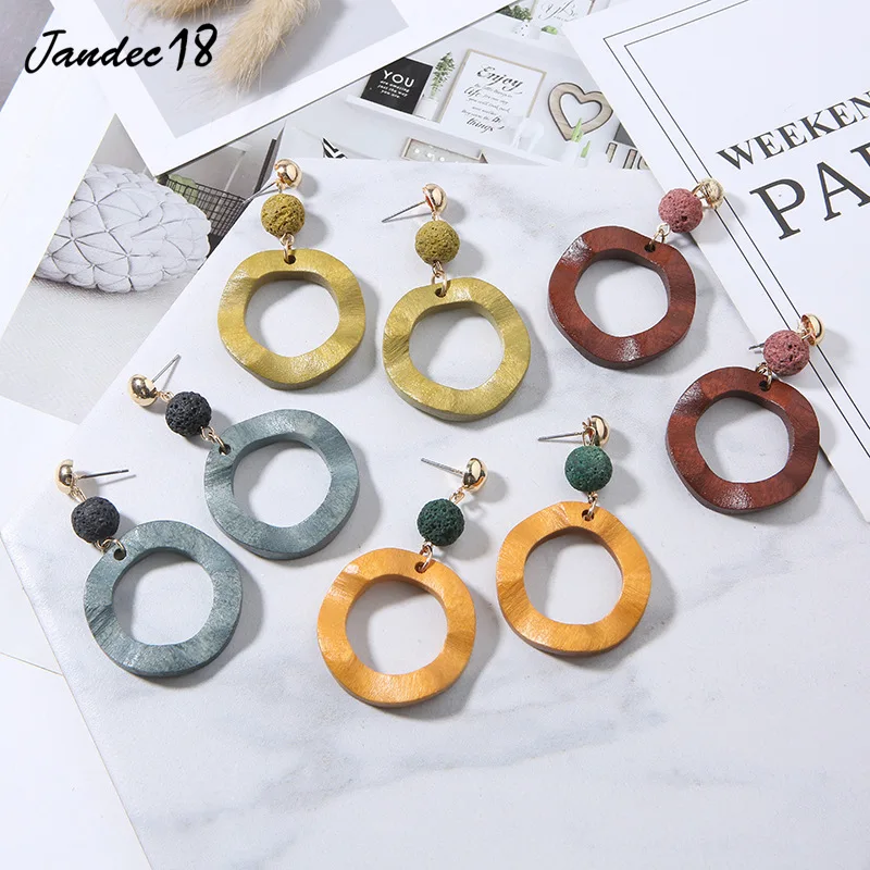 Преувеличенные эффектные простые Винтажные висячие серьги в виде деревянного