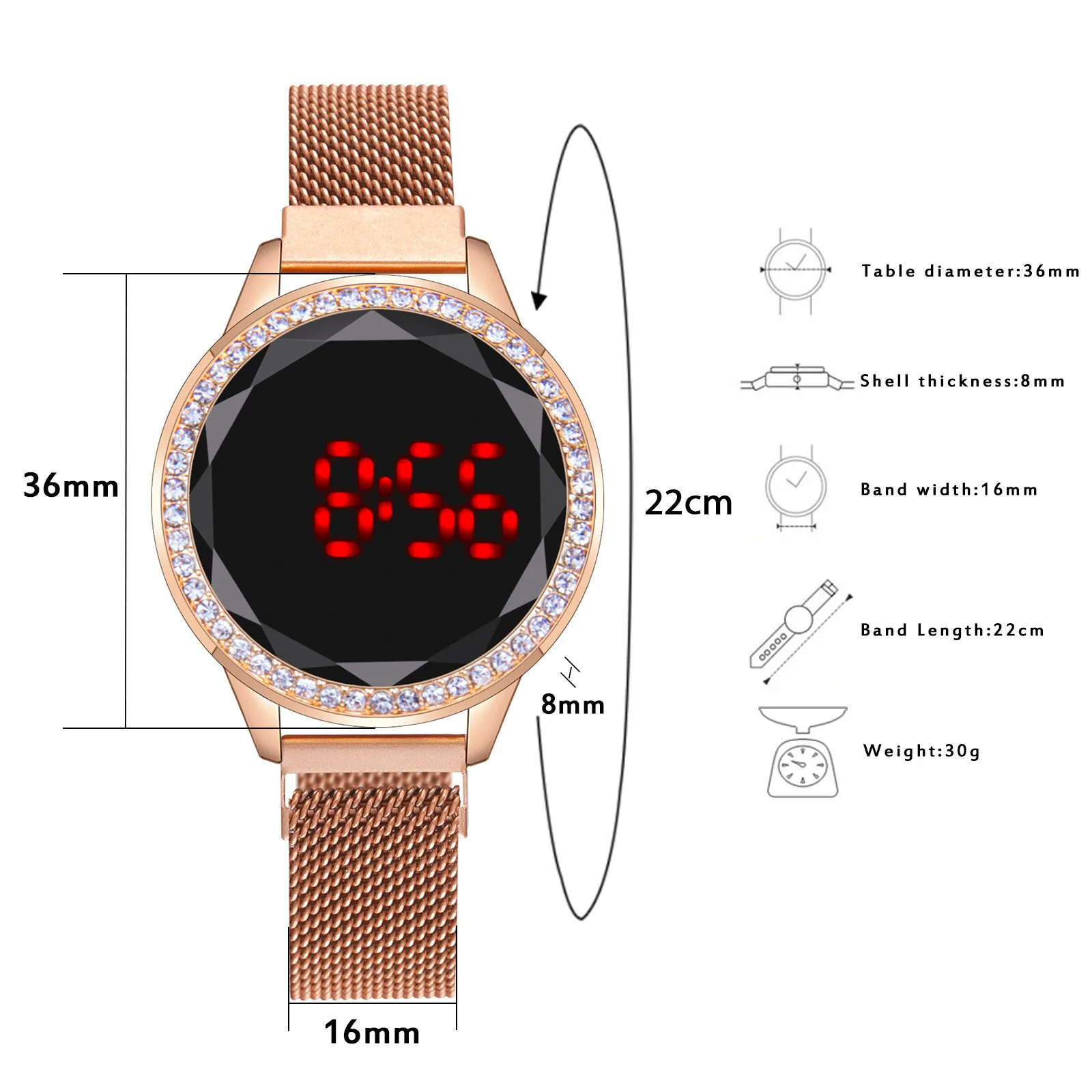 

Women Fashion Watch Clock Stainless Steel Casual Dress Wrist Crystal Jewelry Women Watches Luxury Rose Gold Watch Lover Quartz