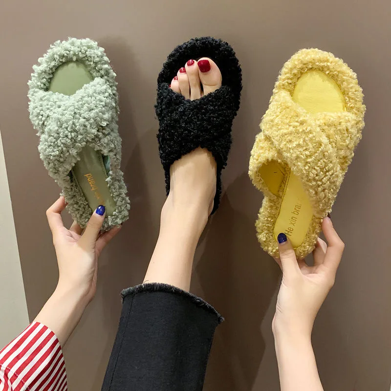 Симпатичные хлопковые плюшевые шлепанцы на плоской подошве для женщин и девочек