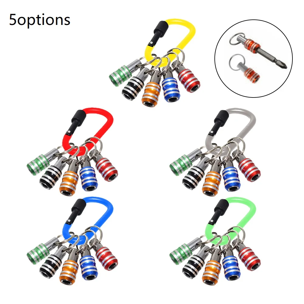 

5pcs 1/4\" Hex Shank Screwdriver Bits Holder Extension Bar Adapter Keychain Bits Holder For Electric Screwdrivers / Drill Bits
