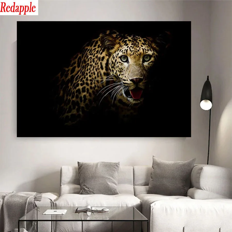 

Diamond Mosaic Modern animal art, leopard round drill Cross Stitch Diamond Embroidery Art Painting Full Square Decor For Home