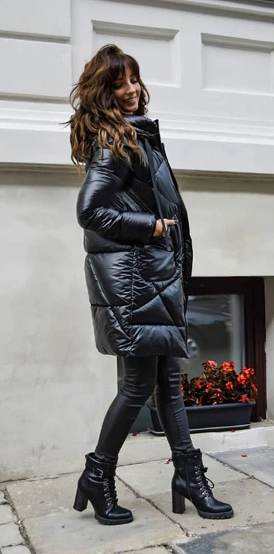 Black Hooded Puffer Coats Women Thick Warm Long Jackets Bubble Parkas Female Zipper Y2K Winter Clothes Pockets Casual Outerwear