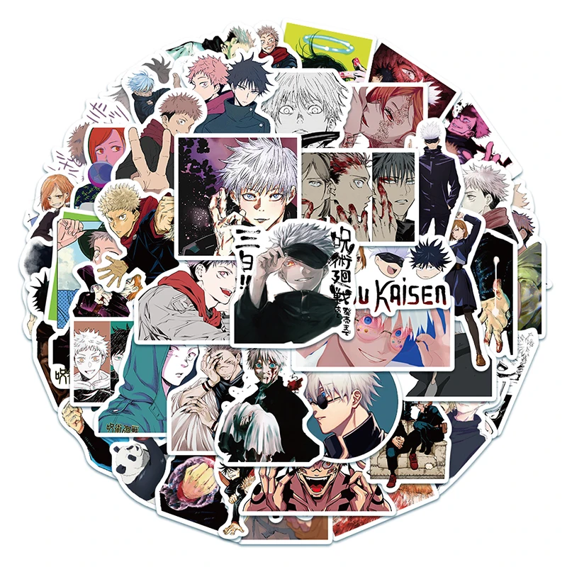 

50 шт. B аниме Jujutsu кайсен Стикеры магии с Стикеры s Водонепроницаемый Наклейки Скейтборд Стикеры для ноутбука чемодан