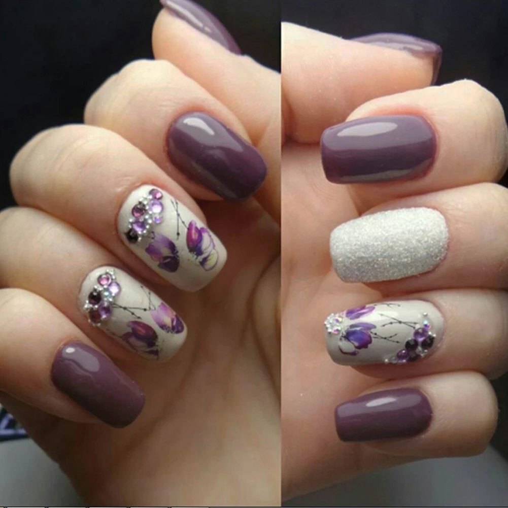 Акварельные Цветы бабочки наклейки весенние цветы слайдеры для маникюра