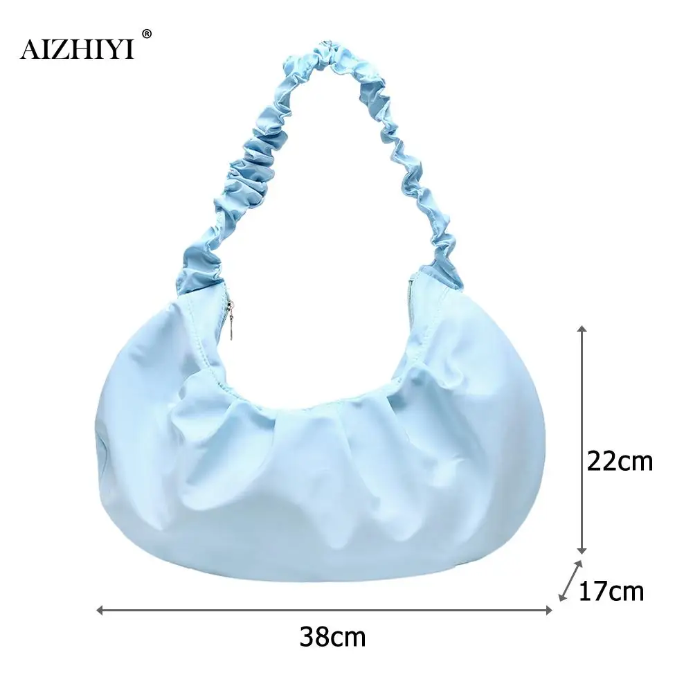 

Women Canvas Shoulder Totes Bag Retro Pleated Underarm Bags Large Capacity Clutch Handbag Purse