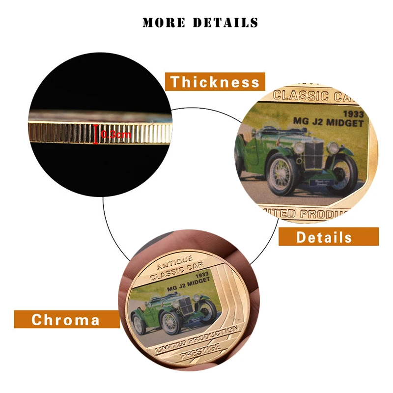 WR антикварные классические автомобильные золотые коллекционные монеты с
