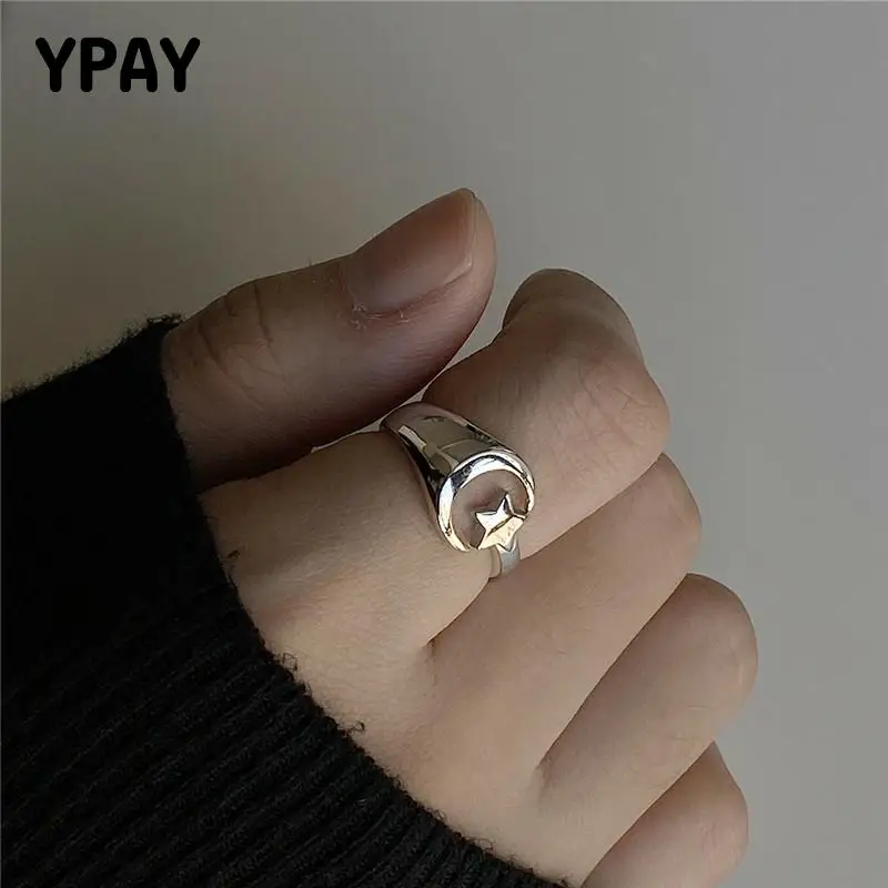 Кольцо женское из серебра 100% пробы с Луной и звездой YMR1012 | Украшения аксессуары