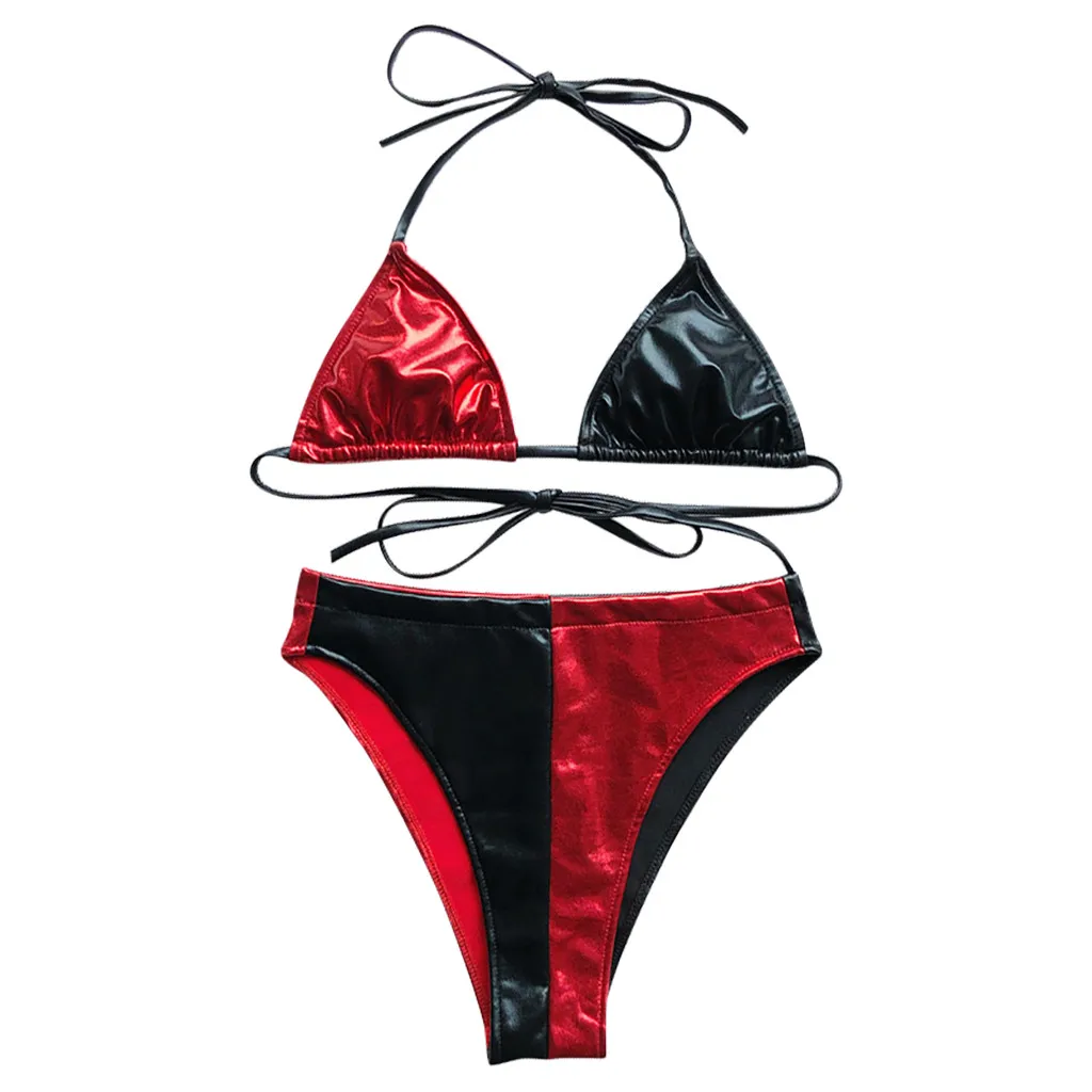 Комплект сексуального бикини 2020 глянцевый бандажный растягивающийся купальник