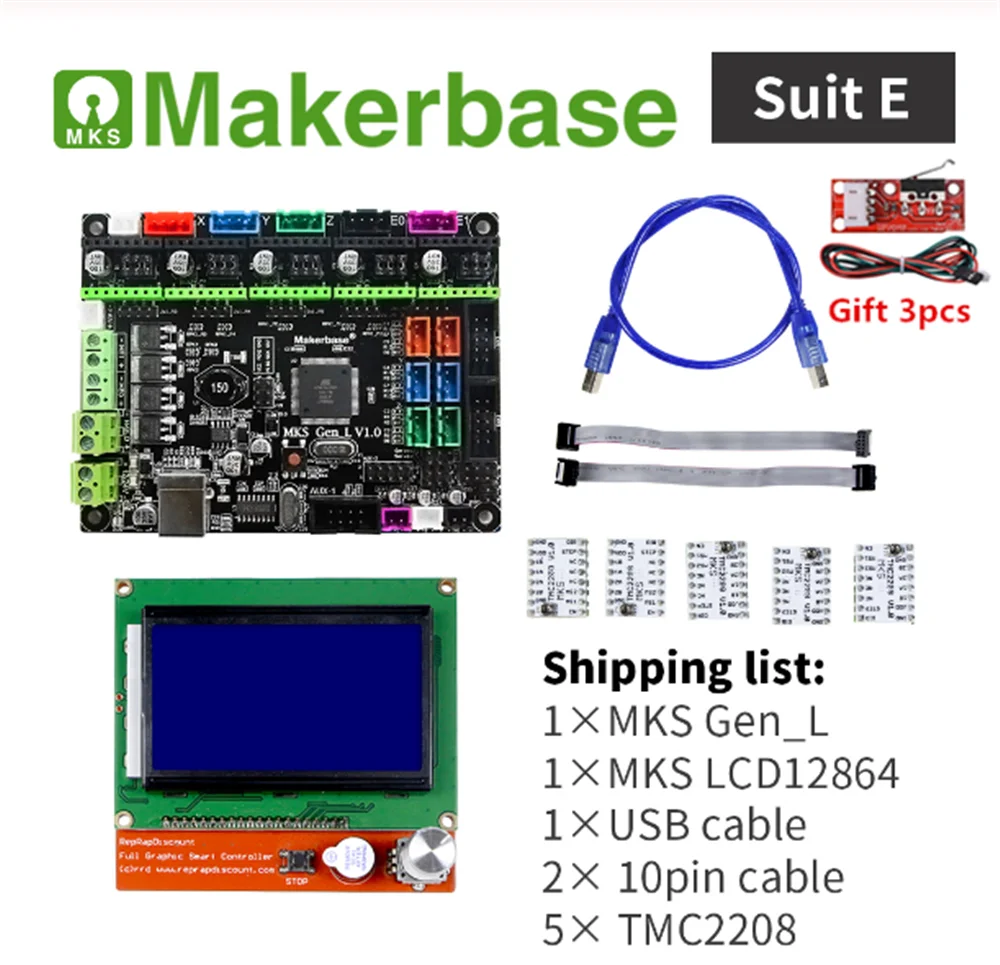 3d принтер контроллер карты MKS GEN L V2.0+ Ramps lcd 12864 Дисплей lcd 12864+ RepRap Шаговые драйверы DIY 3D принтер вещи