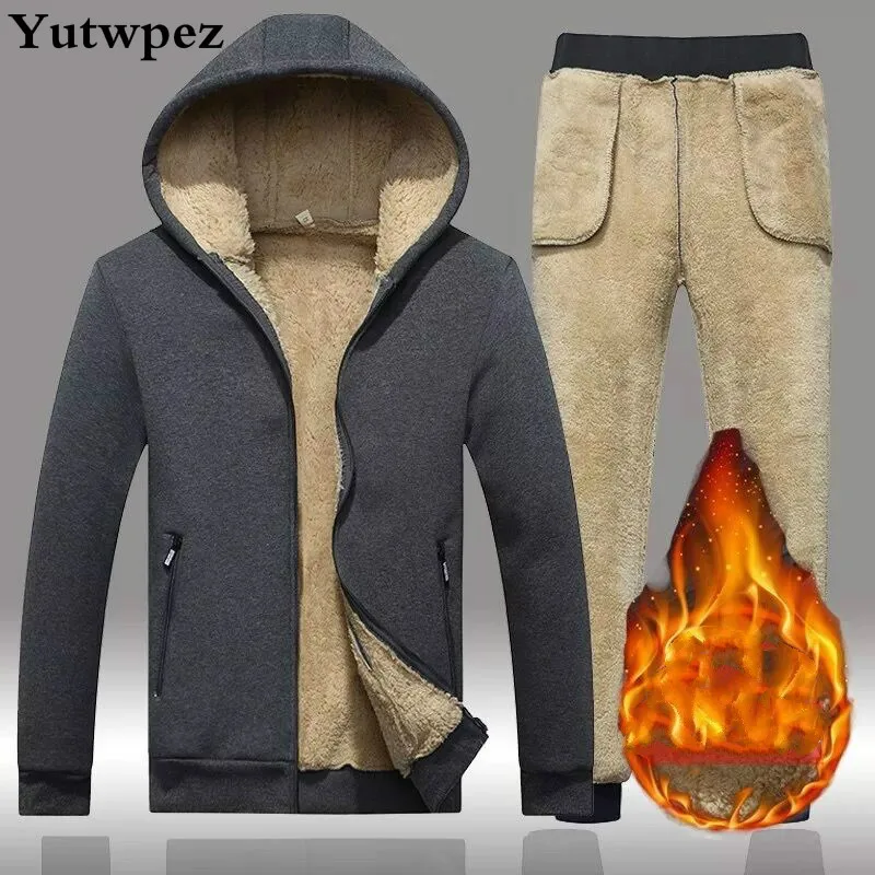 Спортивный костюм для мужчин и женщин хлопок вязаный теплый свитшот с капюшоном