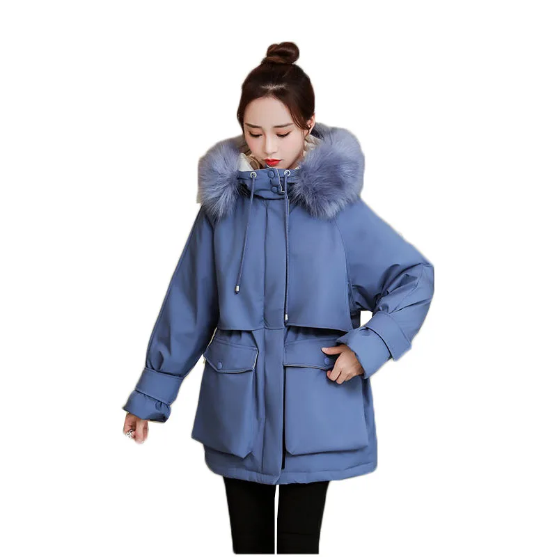 

2020 Parkas Women Winter Jacket Warm Cotton Coat Fashion Big Fur Coller Hooded Parke Large Size Student Thick Tooling Jacket 613