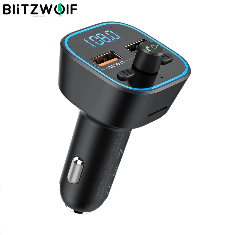 

Blitzwolf BW-BC1 Car Wireless FM Transmitter 18W QC 3.0 USB Car Charger RGB Digital Display bluetooth Audio Adapter Music