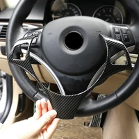 carbon fiber pattern silver car styling steering wheel panel switch button cover trim for bmw 1 3 series e90 e82 e87 x1 e84
