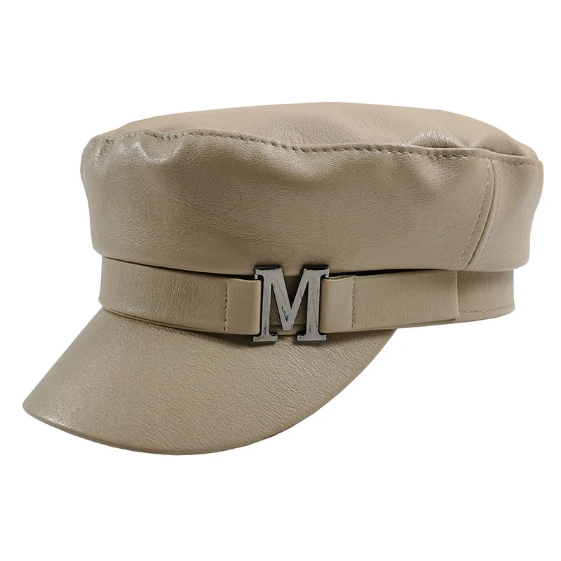 Кепка Женская восьмиугольная из искусственной кожи модная однотонная шапка в