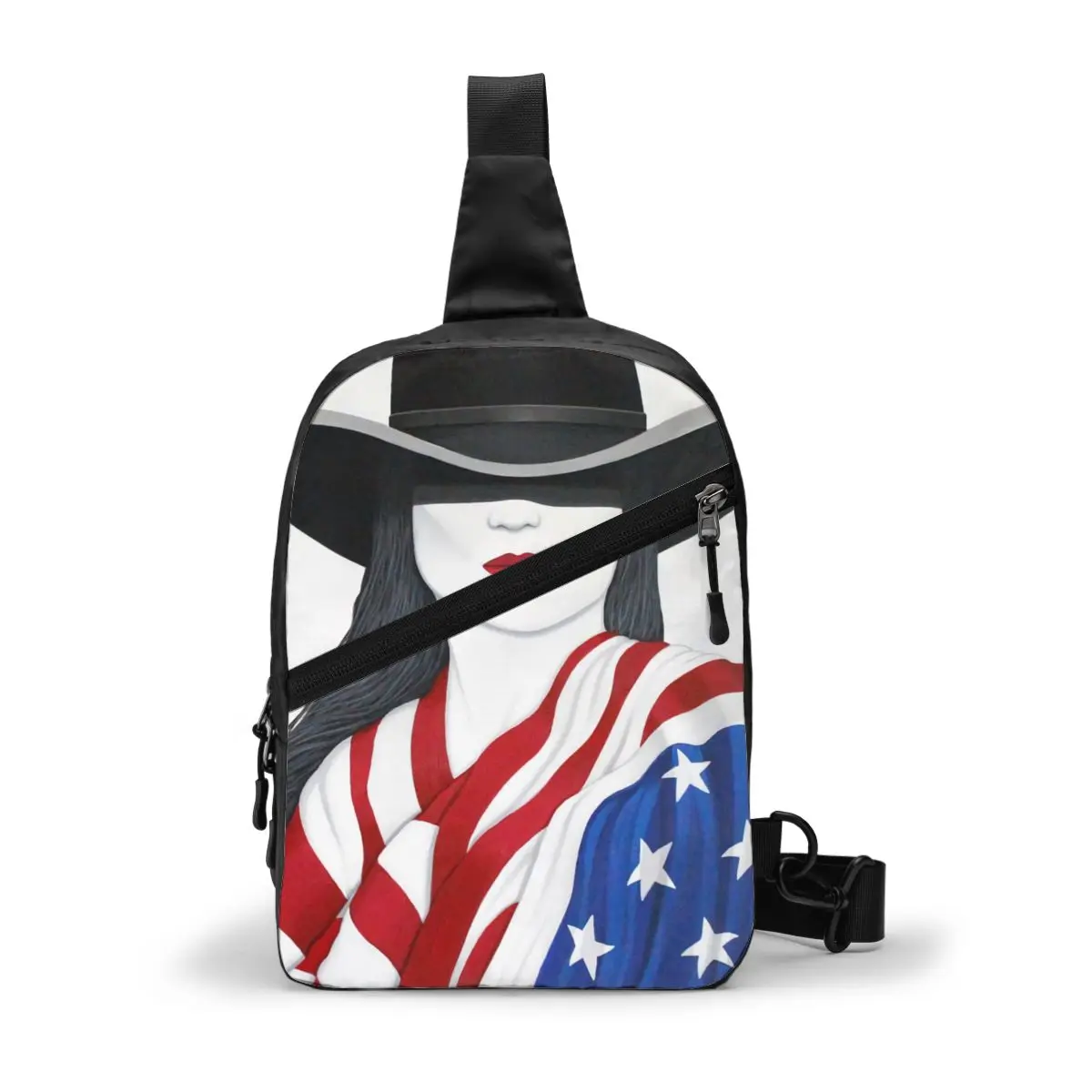 

American Flag Chest Bag foldable Shoulder Sling Bag Fashion Polyester Hiking Pouch Bag