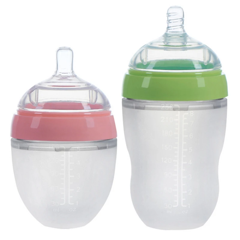 

4 Styles Baby Bottle Newborn Wide Caliber Anti-flatulence Silicone Bottle with Handle Baby Supplies Kids Milk Food Feeding Tools