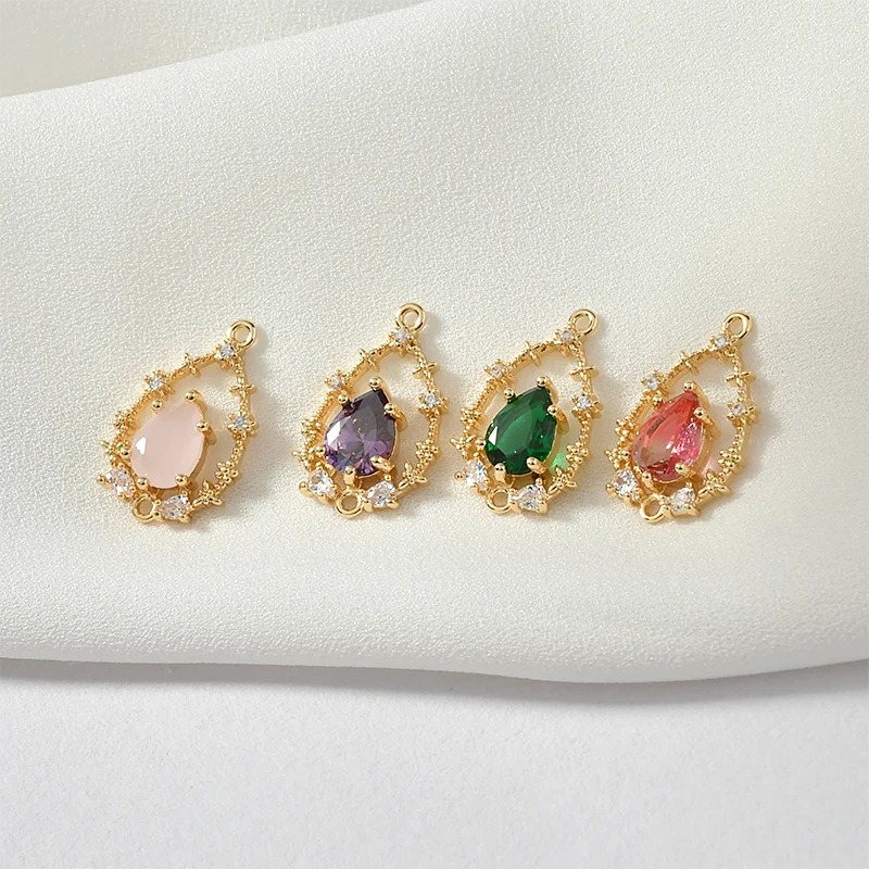 Кружевной двойной висячий цветок циркон кулон покрытый медью 18 К золото DIY серьги