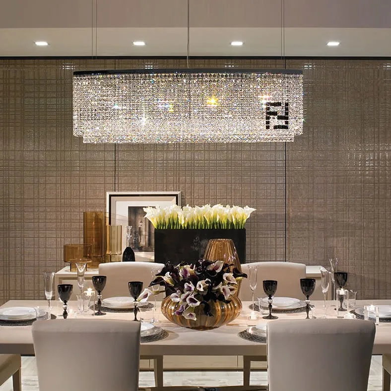 Столовая 100% K9 Хрустальный Свет Черный F Прямоугольная Хрустальная Люстра Candelabro