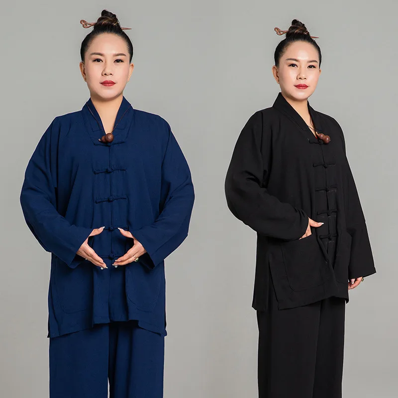 Hot Sale Spring And Autumn Tai Chi Clothing Men's And Women's Cotton And Silk Robe Morning Exercise Clothing Martial Arts Suit