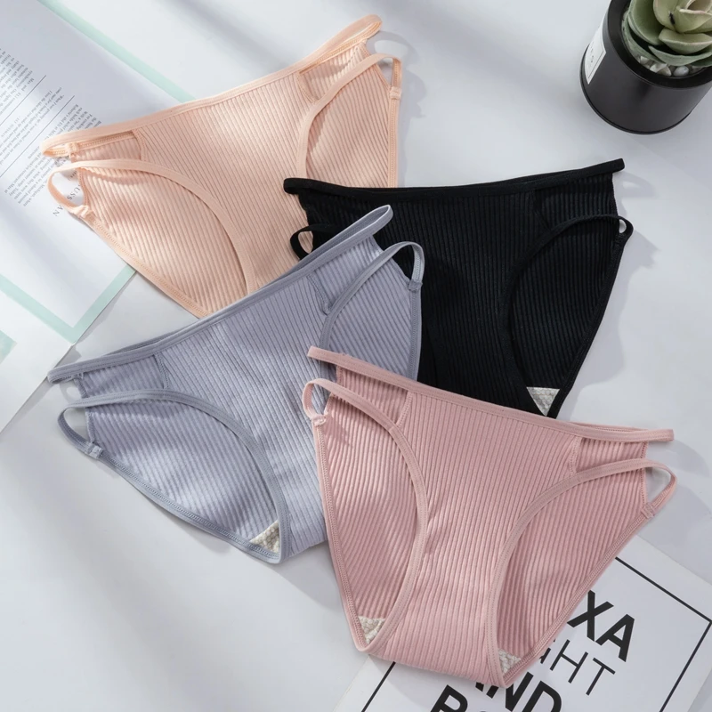 

Low Waist Women Panties Cotton Ladies Briefs Comfort Simplicity Underwear Female Hollow Out Solid Color Pantys Lingerie