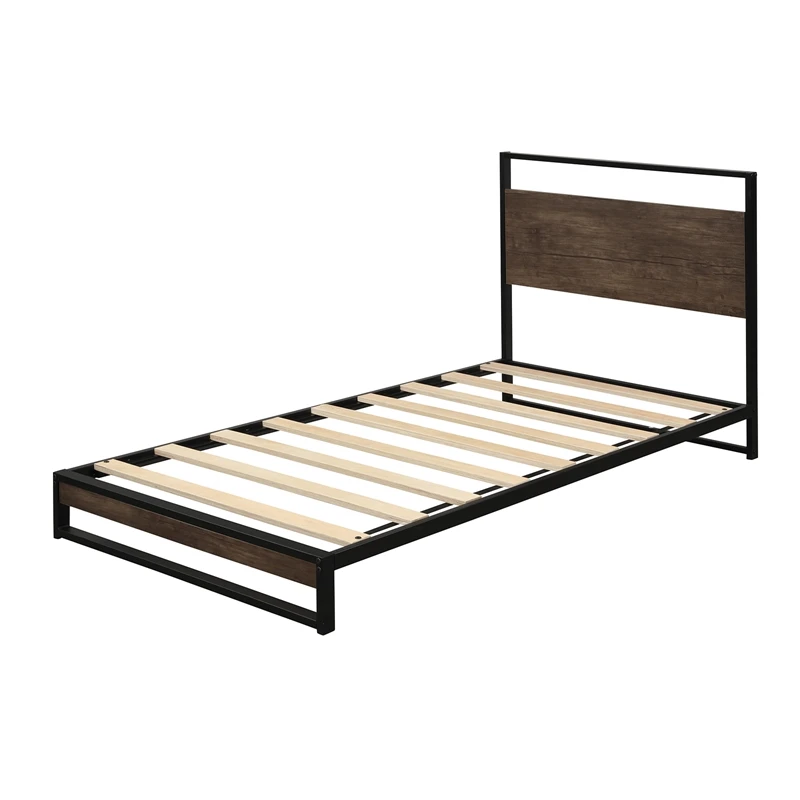 

Twin Metal Bed Frame With Wood Slats