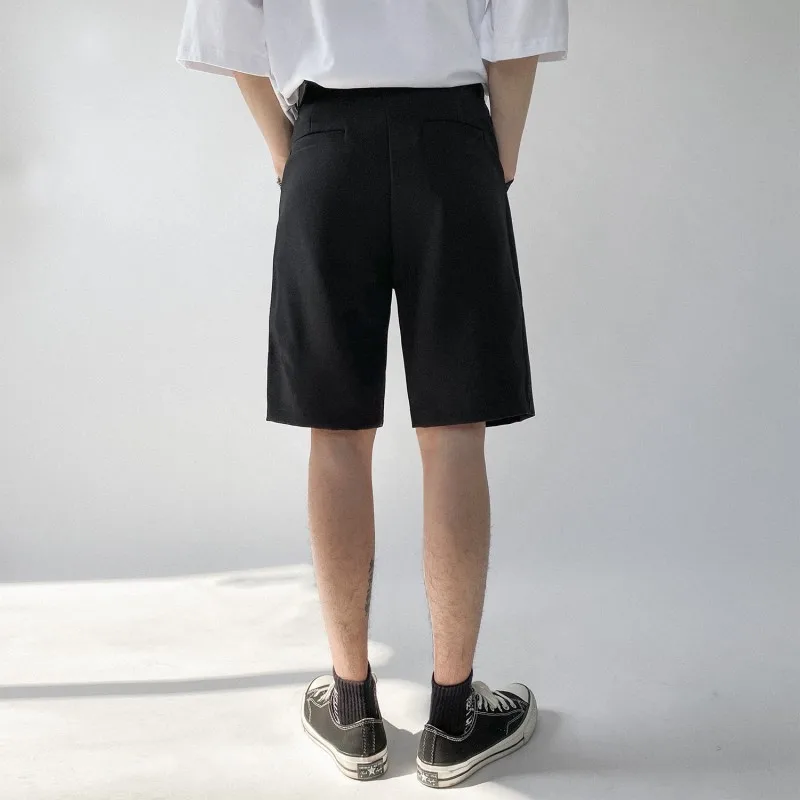 

Summer Men Loose Fit Straight Knee Length Shorts Casual Streetwear Bermuda Masculina Zipper Fly Pockets Fashion Short Trousers