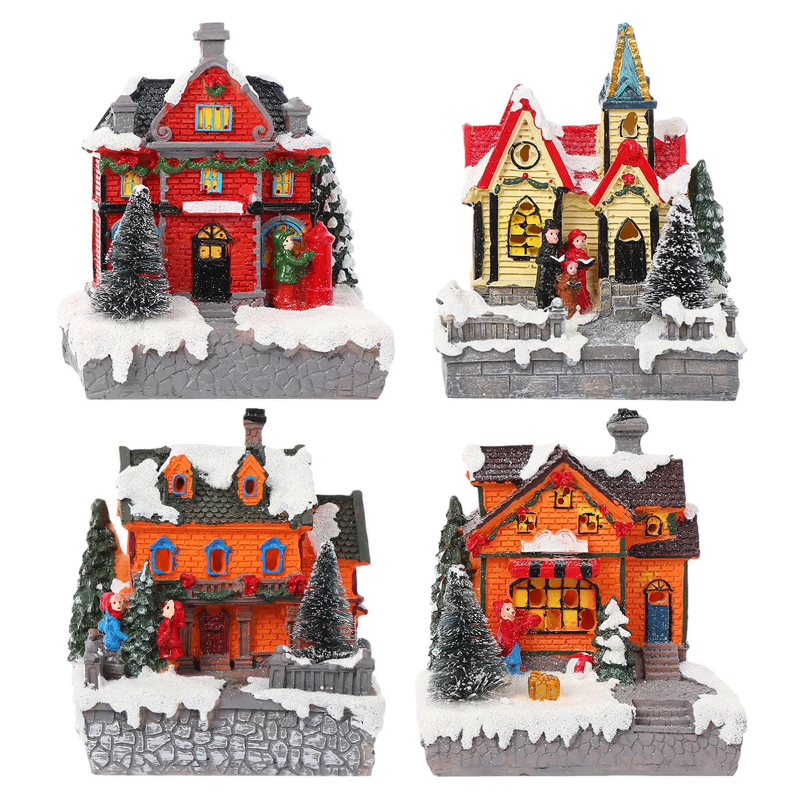 

Рождественский Снежный домик, светящийся Домик из смолы со светодиодной подсветильник кой, настольные украшения, подарок на день рождения, ...