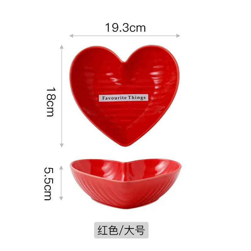 Big Red bowl 1 шт. керамическая миска в форме сердца, тарелка для суфле, пудинг, миска для закусок, посуда, фарфоровая десертная тарелка, пара посуды - Цвет: Big Red bowl