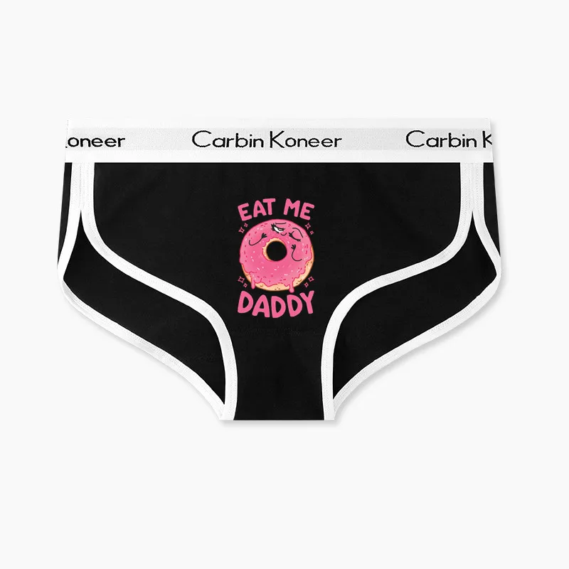 

Новинка, Брендовые женские трусики с принтом Съешь меня, папа, забавные пончики, сексуальное хлопковое Спортивное нижнее белье, женские тру...